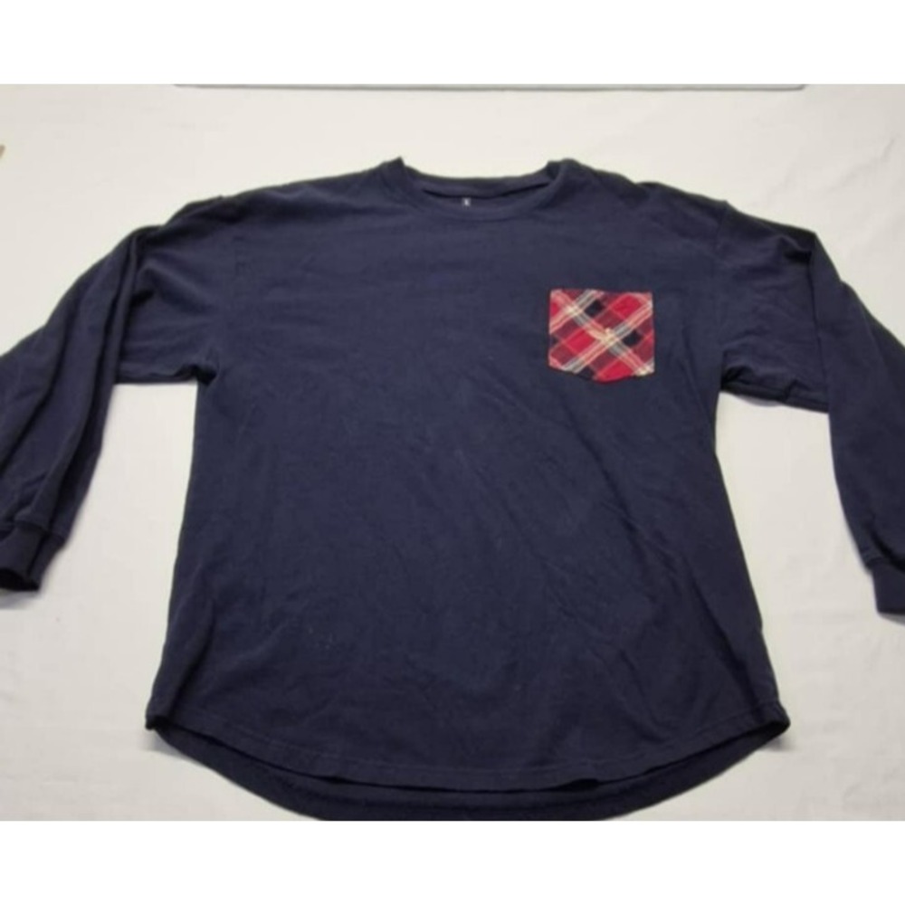 Southern Marsh Plaid Front Pocket T-Shirt Men's SMALL Blue Long Sleeve‎